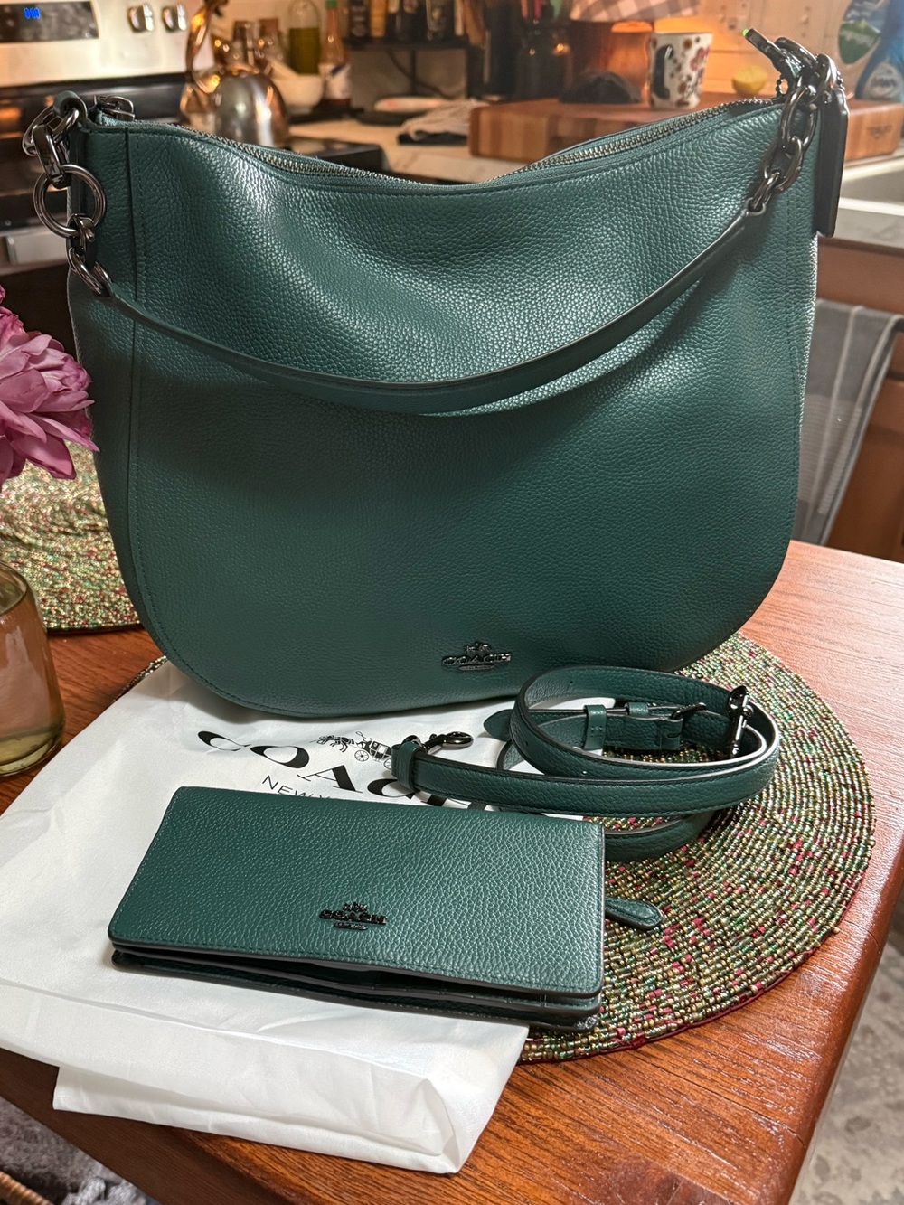 NWT GORGEOUS COACH CHELSEA PEBBLED LEATHER 2WAY BAG W/MATCHING WALLET